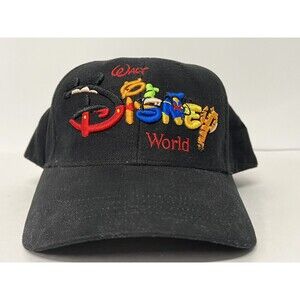 Walt Disney World Black SnapBack Hat Cap Embroidered Mickey Characters 3d